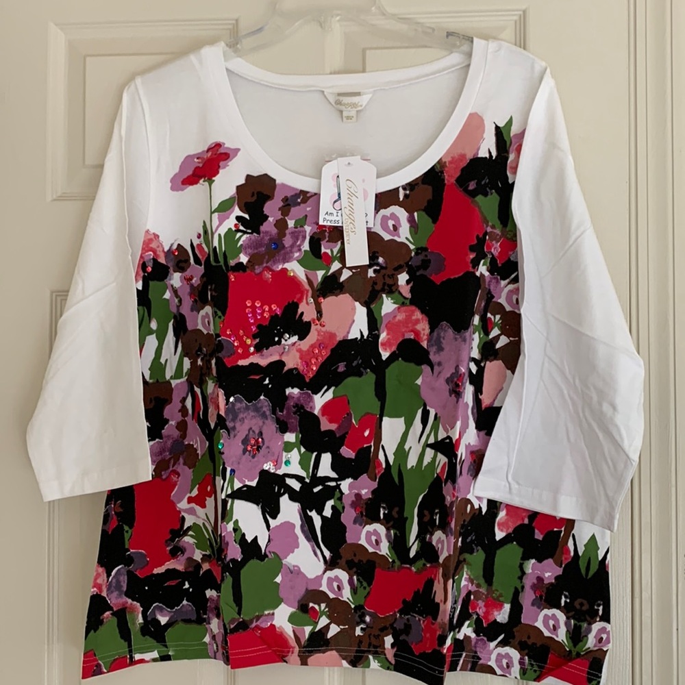 NWT cotton multi-colored top with 3/4 sleeves by Together (plus)